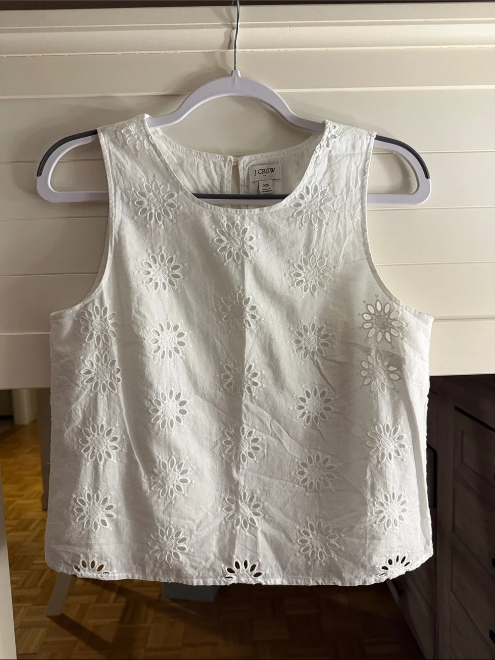 J. Crew White Eyelet Cotton Shell Tank